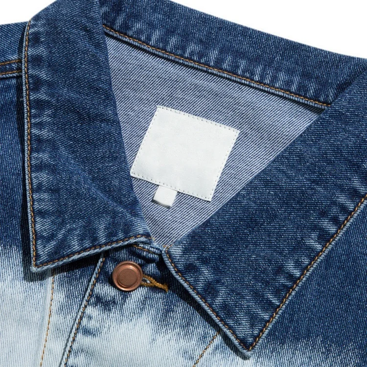 Wholesale Custom Classic Fashion regular Sleeve Mens Contrast Color Tie Dye Denim Jean Jackets