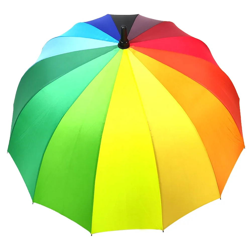 OVIDA 14 ribs large multi color rainbow golf umbrella windproof promotion logo golf umbrella custom colorful