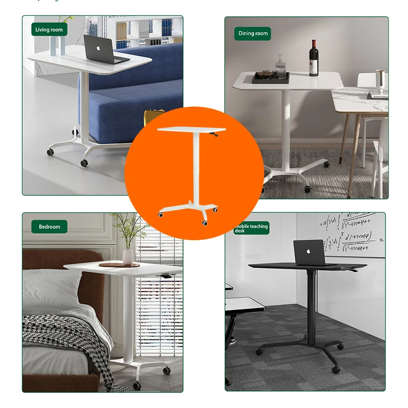 Ada Movable Gas Lift Height Adjustable Home Office Work Laptop Pneumatic Sit To Stand Standing Desk With Caster Wheels
