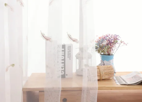 Romantic Design Feather Sheer Luxury Curtains Ready Made Curtain Sheers For Home