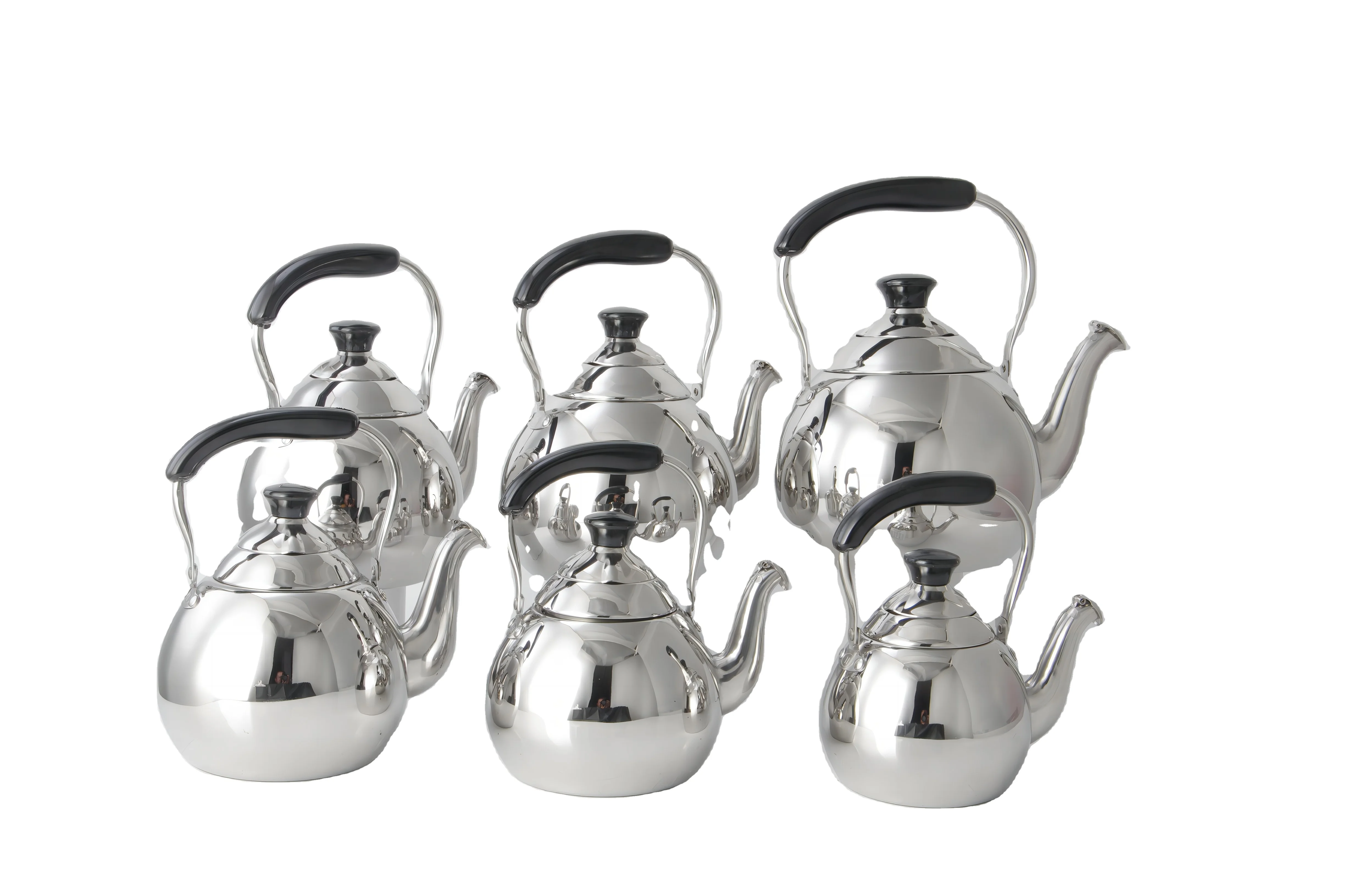 Multi specifications Stainless steel Pear shape Swan-neck Whistling Tea Coffee Water Kettle anti-scalding handle and knob