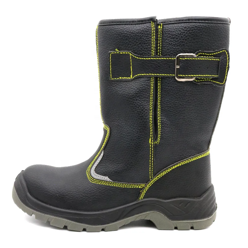 High cut non-slip oil resistance black cow leather puncture-proof steel toe men safety boots welding