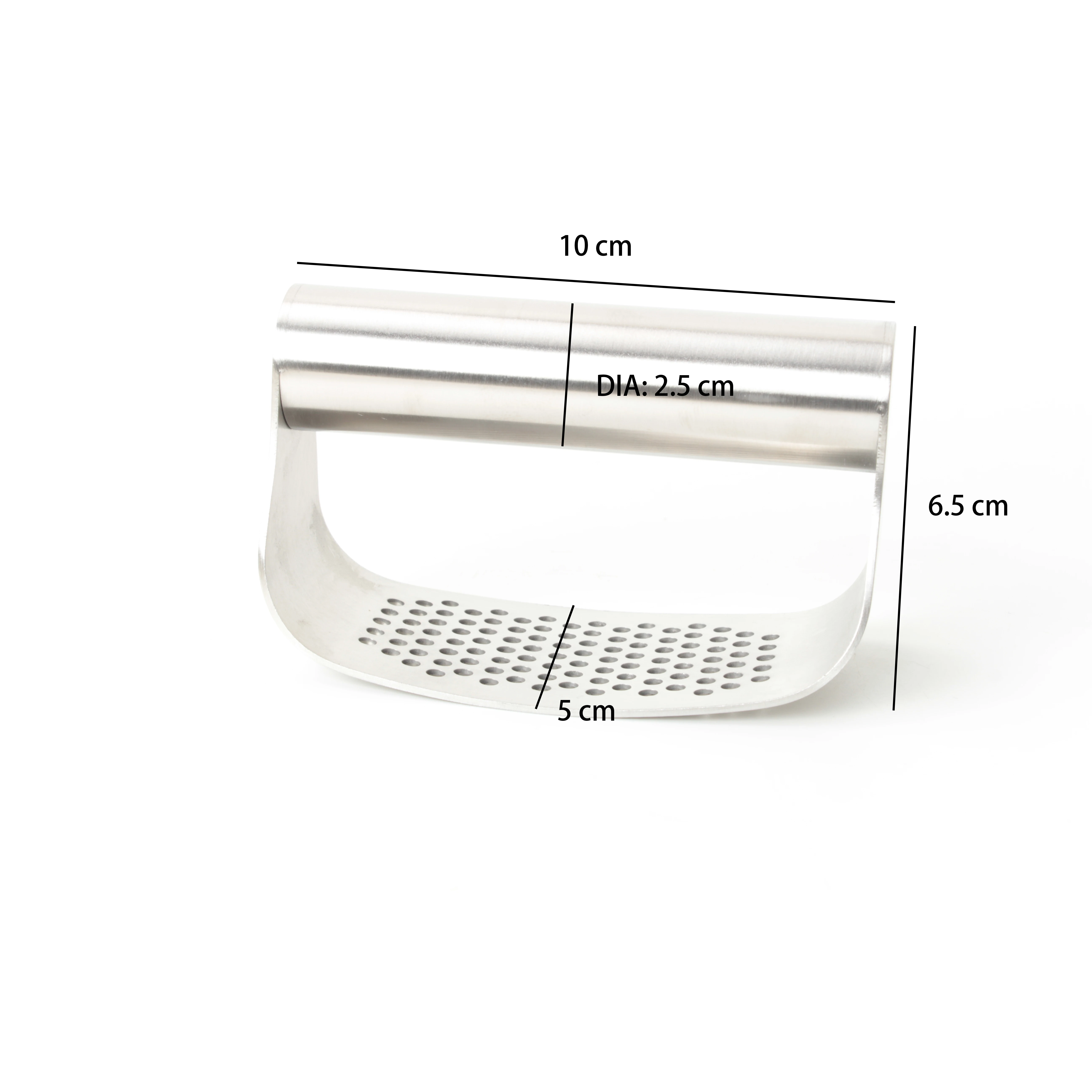 Garlic Press Rocker New Kitchen Stainless Steel Garlic Mincer Crusher, Matching Silicone Roller Peeler and Cleaning Brush