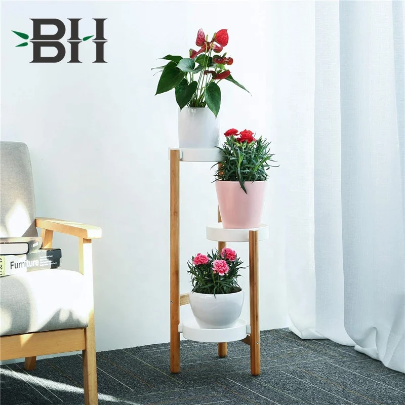 Planter Display Storage Shelf Home Plant Stand Indoor Outdoor - Flower Pot Holder Bamboo Plant Rack Organizer