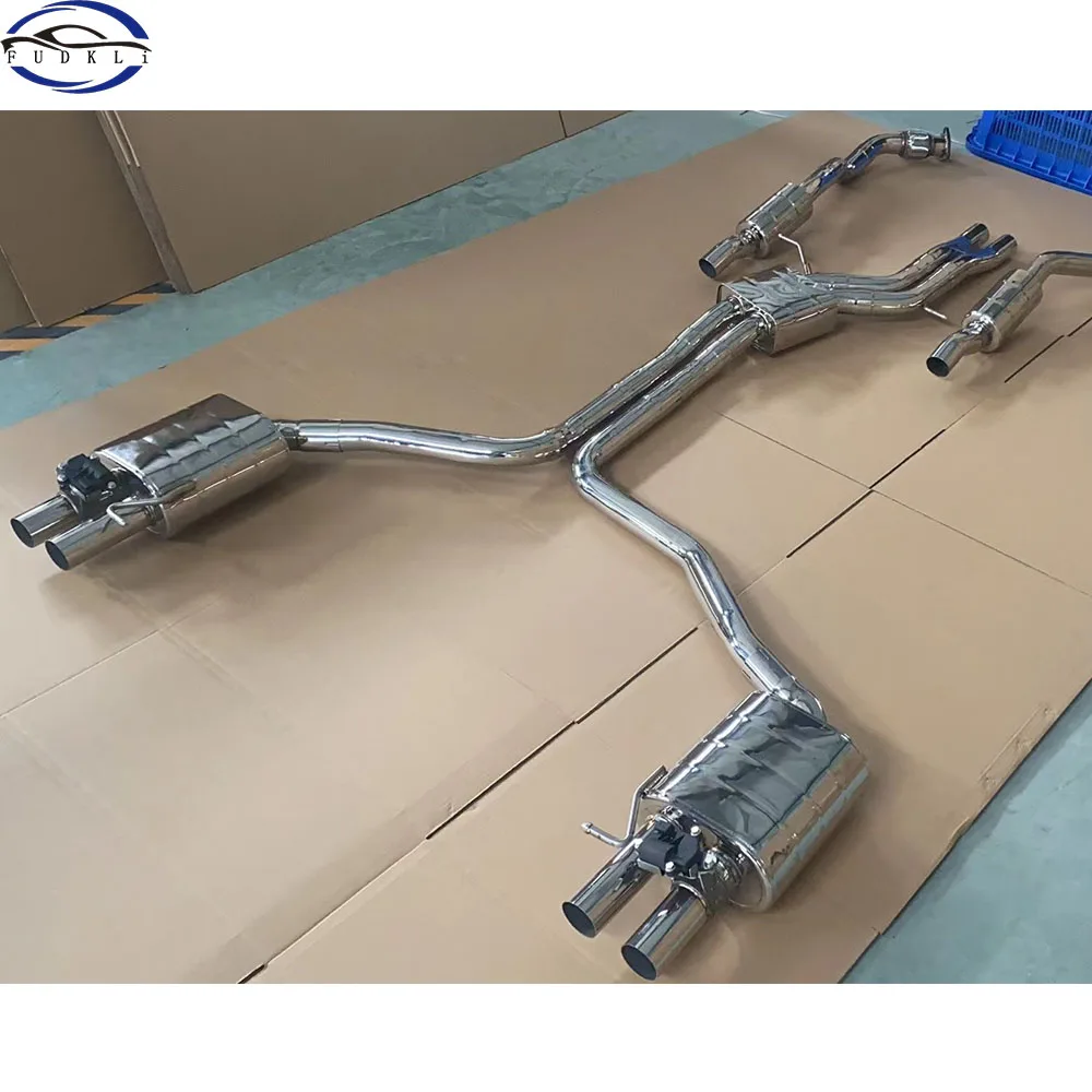FUDKLi Catback For Audi S5 B8 3.0T High Quality Exhaust System SUS 304 Exhaust Pipes Muffler Vacuum Valve Remote Valve