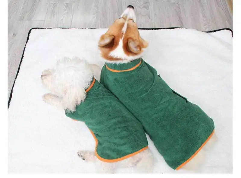 Dog Bathrobe Towel Super Absorbent Microfiber Adjustable Fast Drying Coat Pet Thick Soft Robe For Dogs