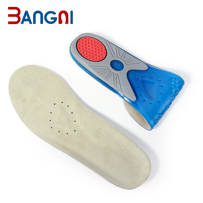 Wholesale Blue Non-toxic Sude Thin Light Shock Absorption TPE Gel Insole