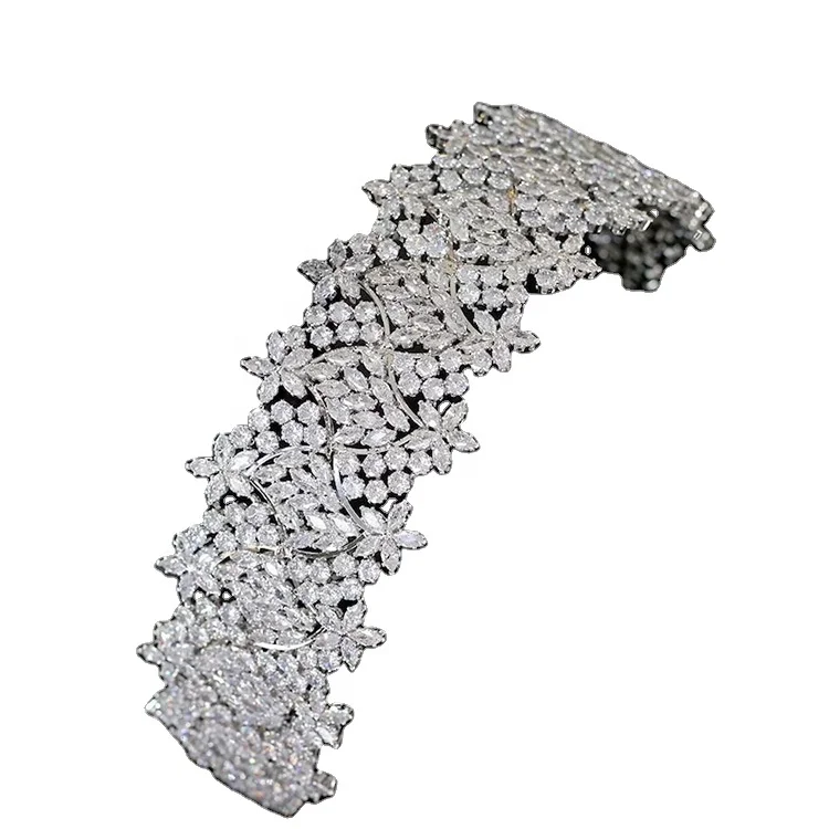 Wedding Hair Accessories Full Rhinestone Zircon Headband CZ Rhinestones Bridal Queen Leaf designs Tiara hair Band T0179