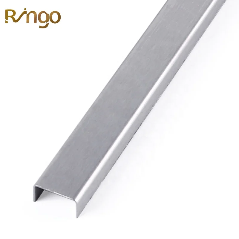 Home Design Customized Size Silver Color Wall And Floor Decor Trims Stainless steel U-Shaped Dividing Strip Edge Cover Trims