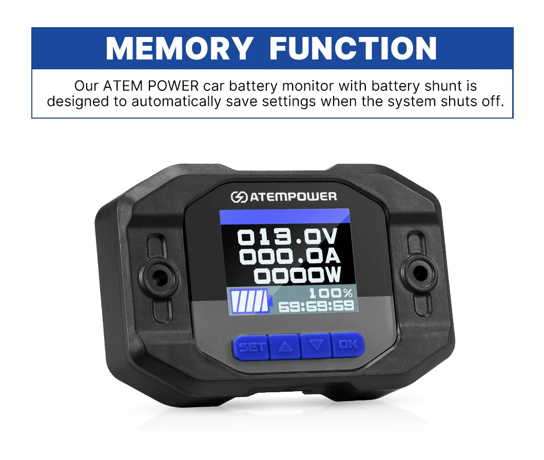 ATEM POWER 12V 100A тестер батареи в режиме реального времени RV монитор автомобиля для