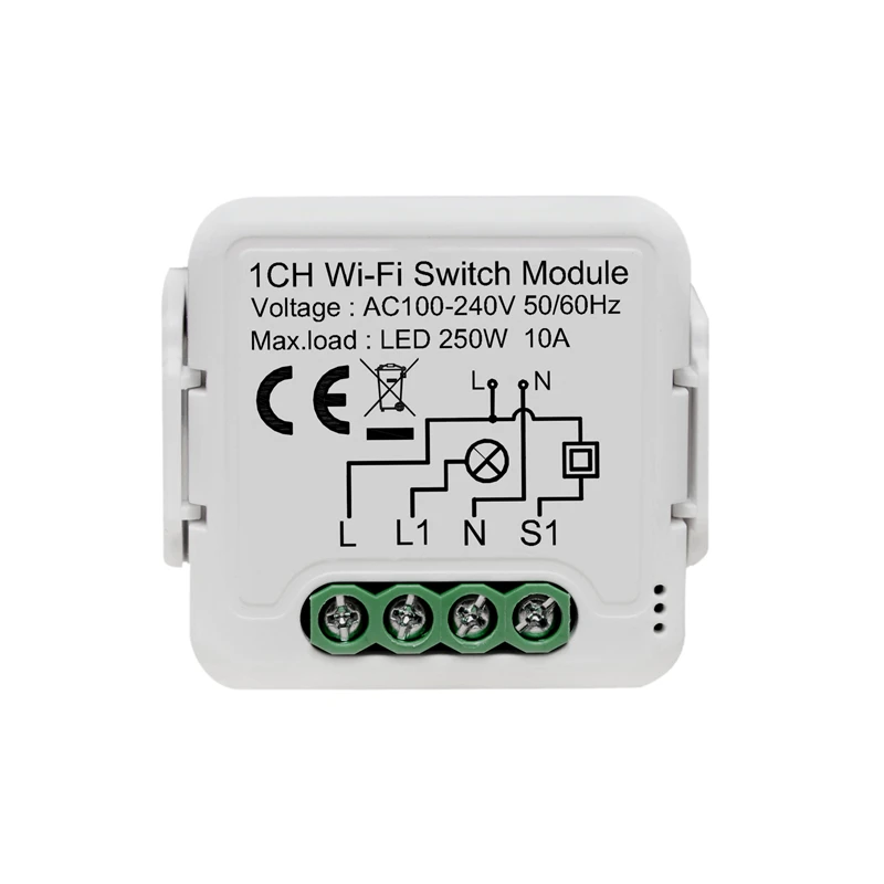 Tuya Wifi Smart 1 channel  Light Switch Module Supports 2 Way Control  DIY Breaker Work with Alexa Google Home