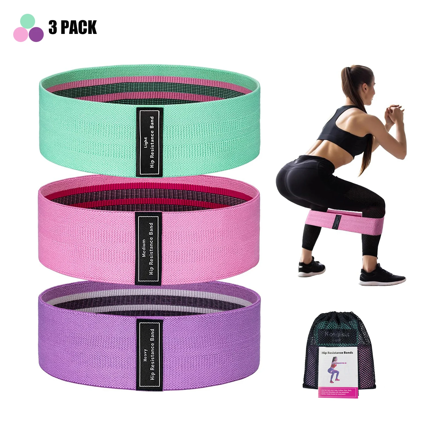 Zakerda New Hot Sports Bodybuilding Elastic Hip Resistance Bands Loop Set for Training and Workout Exercise Booty Bands