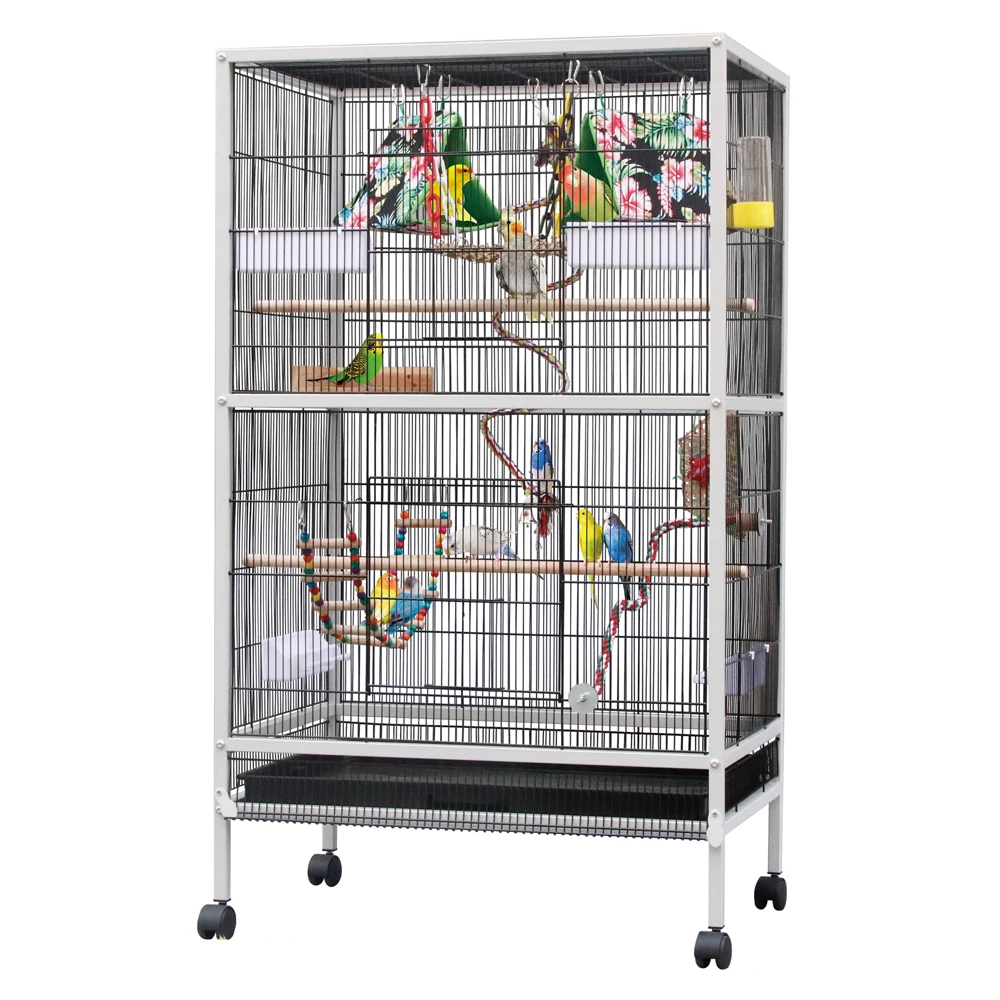 Factory Sale Canary Budgerigar House Wire Large Bird Cage Square Tube Equipped With Standing Rod Foldable Big Birdcage