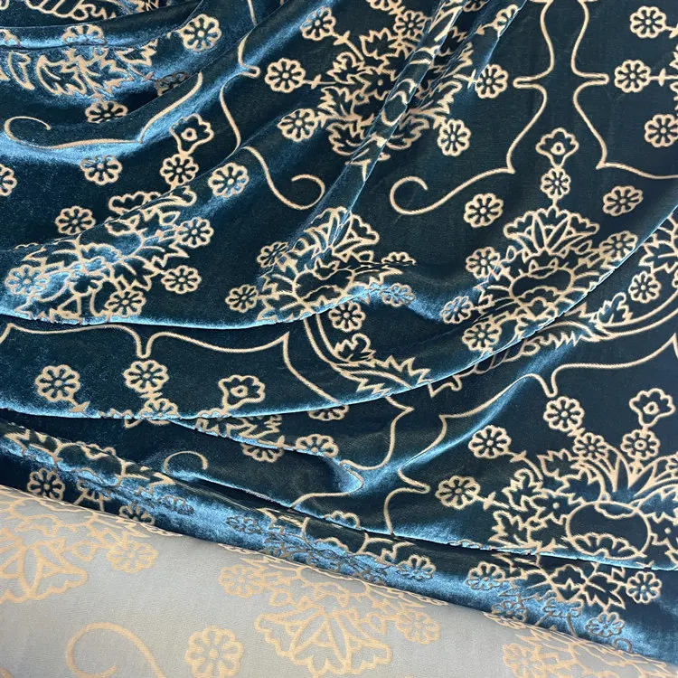 Silk Velvet Fabric Burnout silk velvet  Wholesale Silk viscose Velvet garment fabric