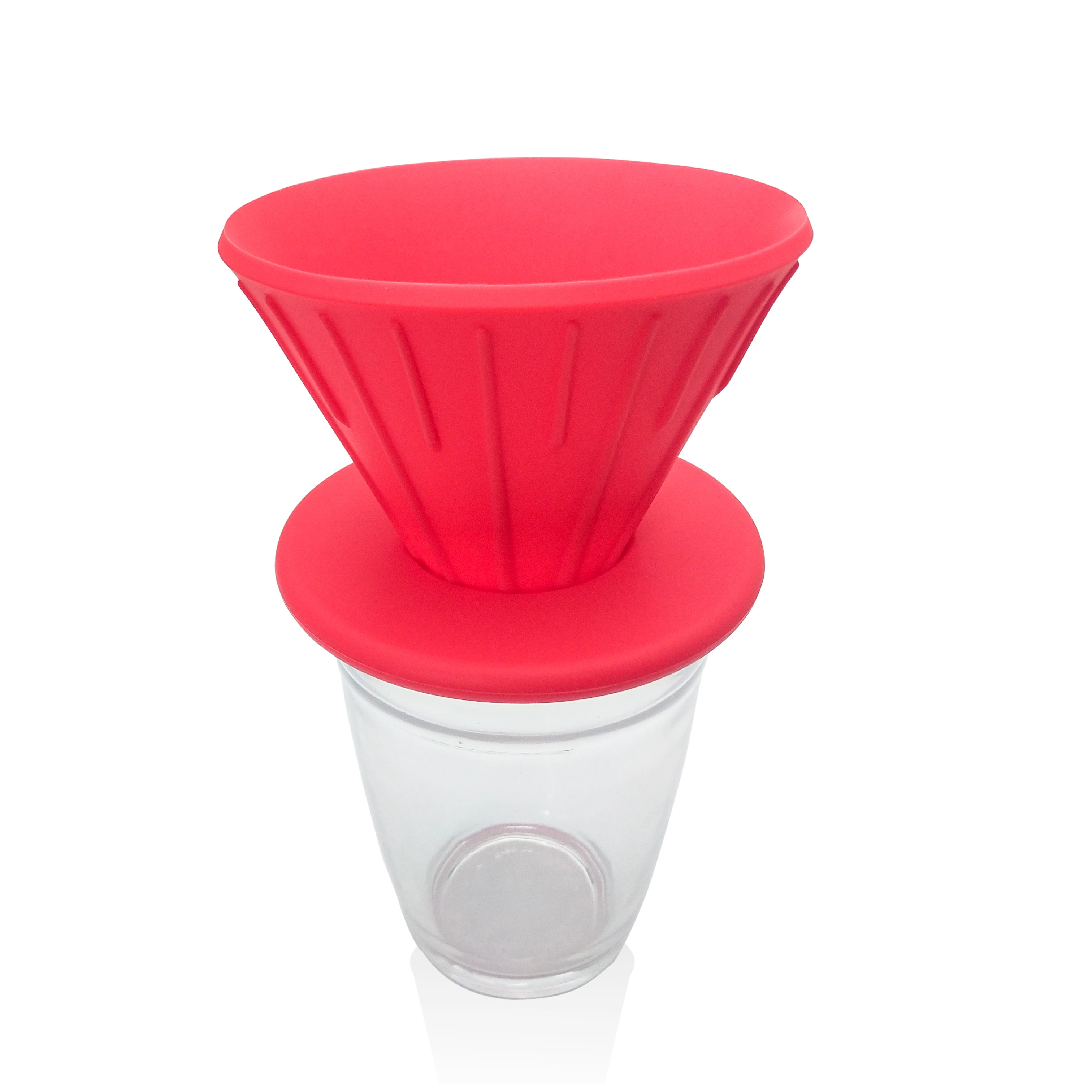 2020 OEM Food Grade  Reusable Pour Over Dripper Water Filter  Cone Silicone V60 Coffee Dripper set