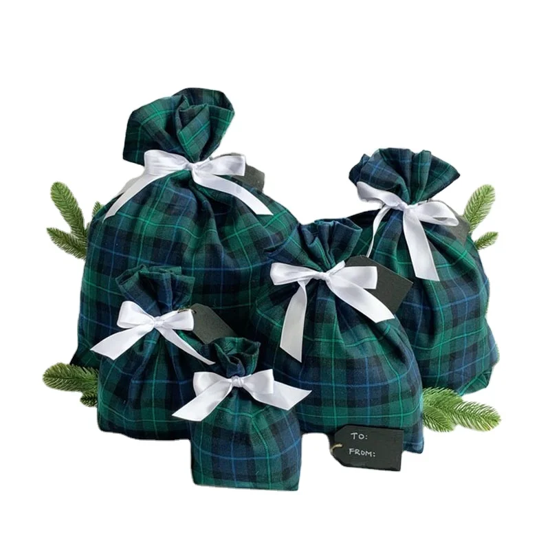 Christmas Santa Sack Gift Bag Custom Canvas Santa Sack Plaid Christmas Sacks Large