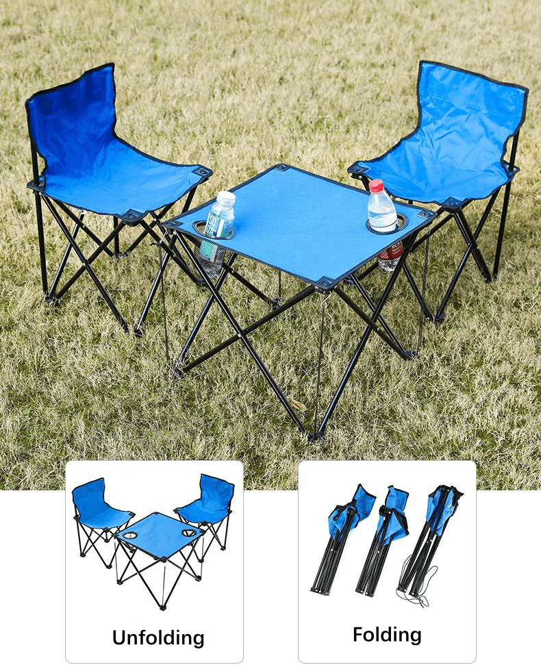 Polar Everest Outdoor Furniture Canvas Folding Foldable Camping Tables and Chairs Set Kit Portable for Car Beach Picnic Fish
