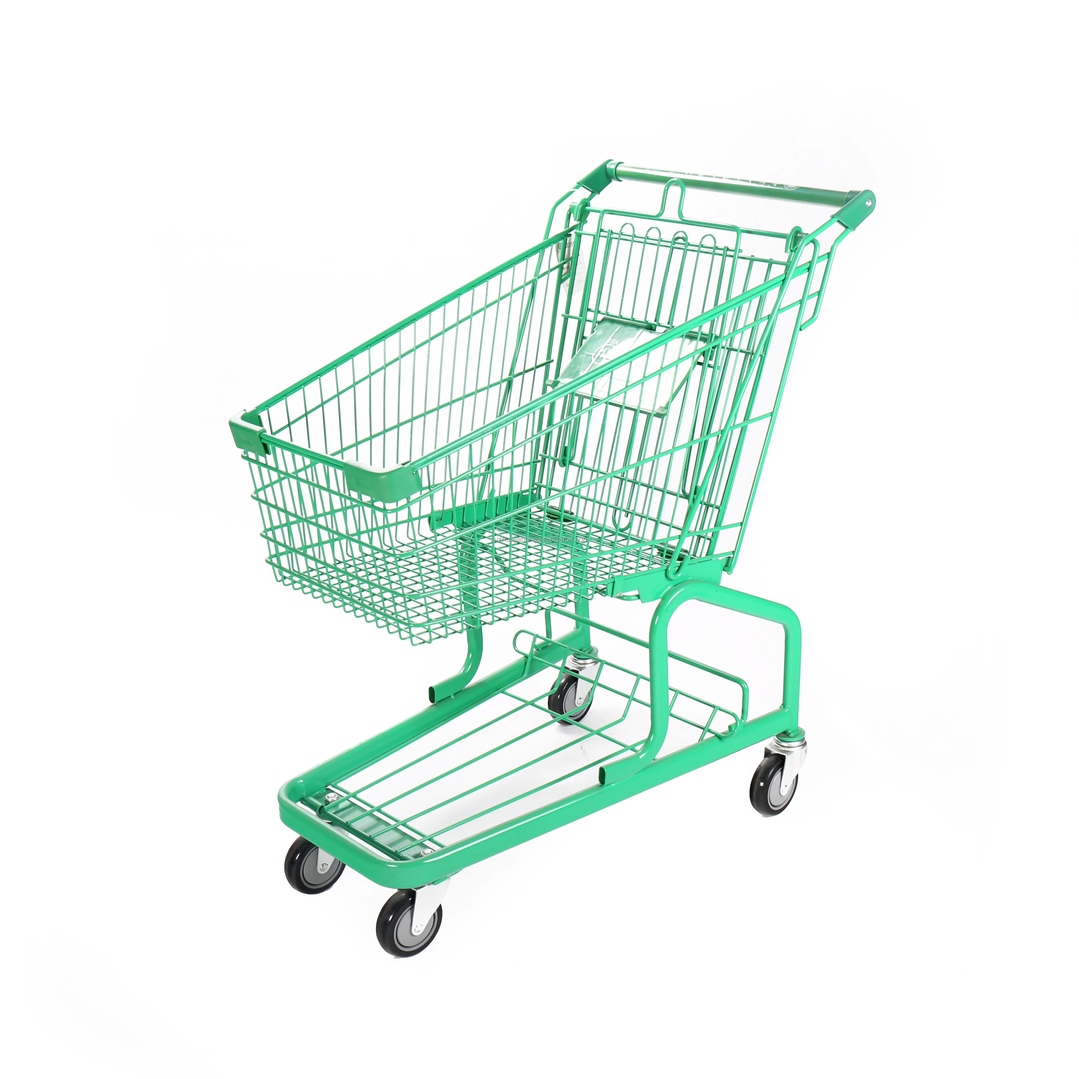 Germany Metal Shopping Trolley Cart Grocery Supermarket 2 Tiers Shopping Trolley Carts Hand Push Cart
