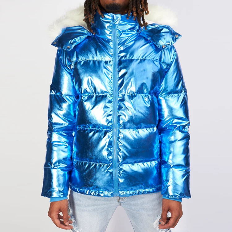 HL manufacturer designer streetwear thick heavyweight down bubble coat men custom high quality luxury shiny puffer jacket