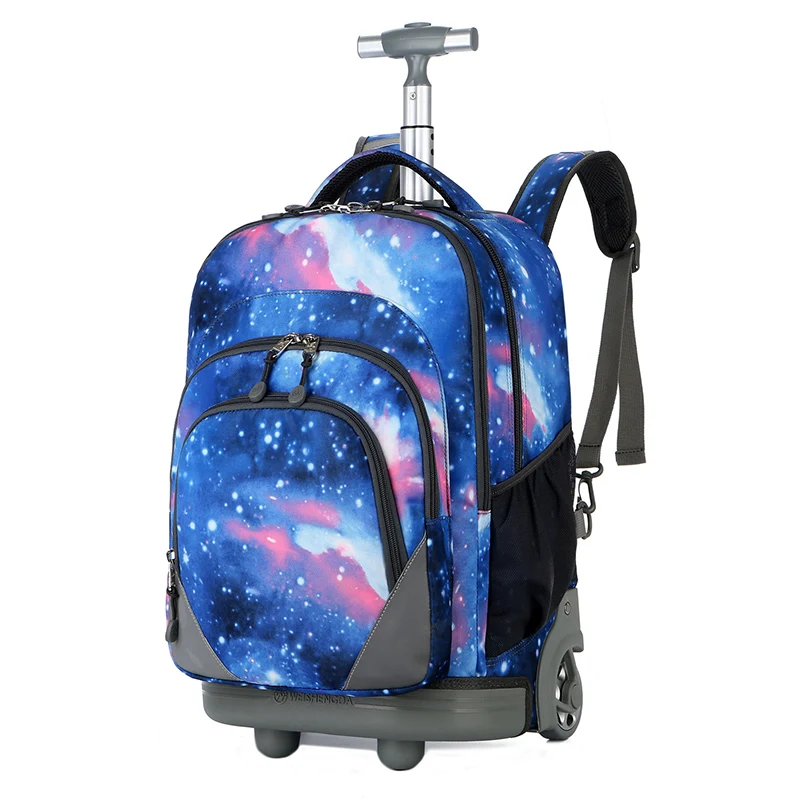 Wholesale Custom 15.6 inches laptop Large Capacity Rolling Backpack Unisex Waterproof School Trolley Bag Backpack With Wheels