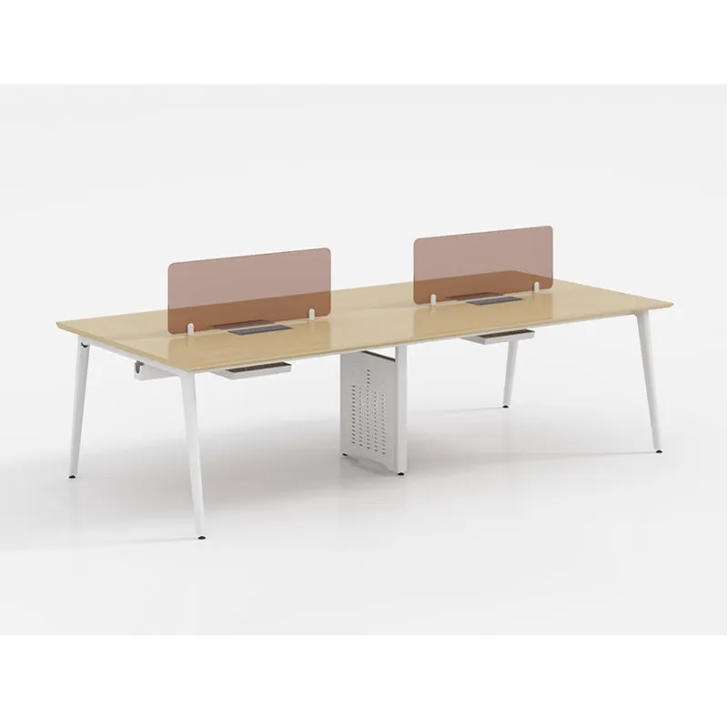 Custom Four-Person Seats Staff Workstation Wood Panel Office Desk with Cabinet open workstation