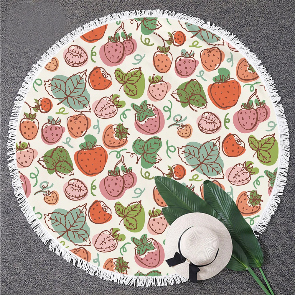 Microfiber Custom Full Printed Round Beach Towel Customized Woven Microfiber Fabric OEM Beach Travel Gym Sports Customized Size