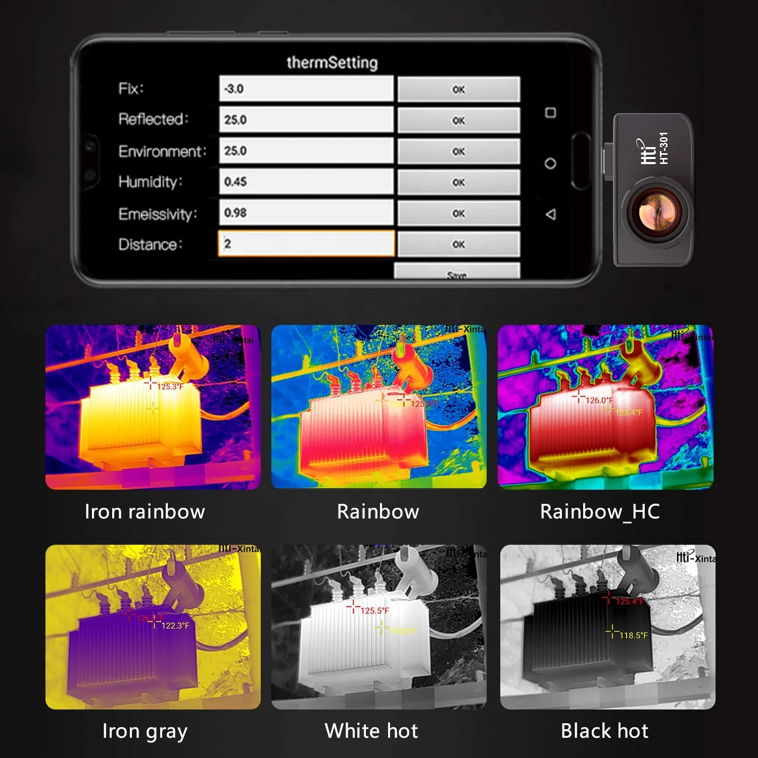 HTI 301 Phone Attachments Android Module 384x288 Ir Imaging Thermal Camera for mobile