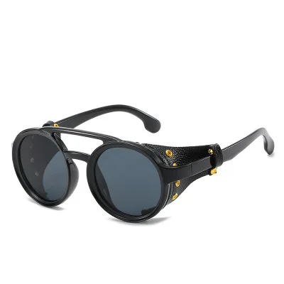 B1217 Women Men Round Steampunk Rivet Sunglass Retro Sun Glasses UV400 Eyewear Sunglasses