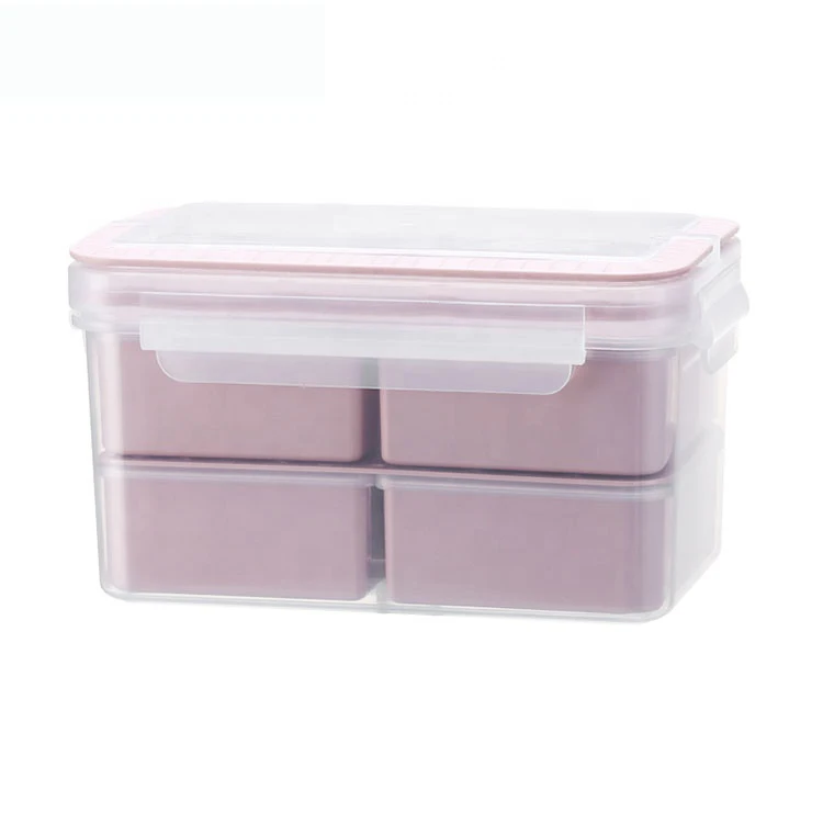 Food Safety  Reusable Four Compartment Stackable Microwave Plastic Silicone Food with Lid  lunch box