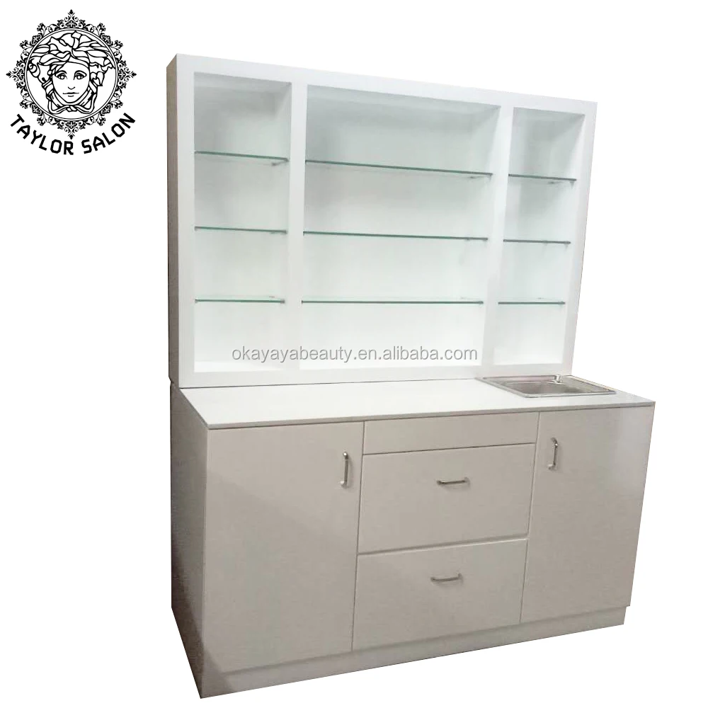 European nail spa manicure table wall mount nail polish display shelf nail polish shelf with LED light