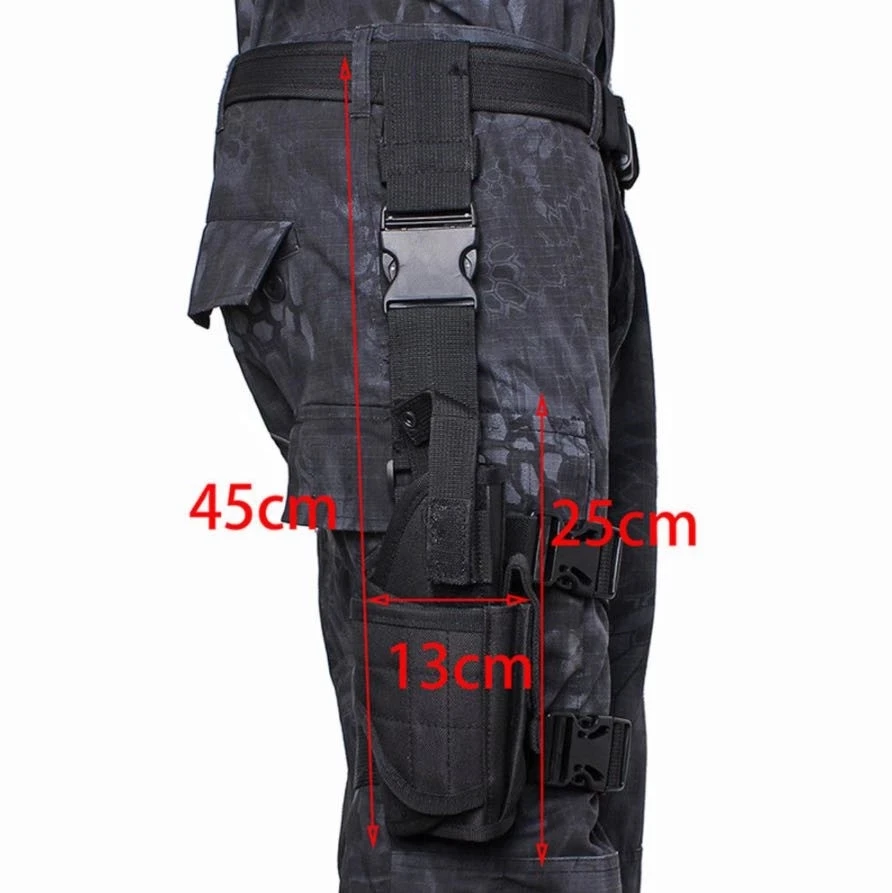 Outdoor Drop Leg Holster for Right Handed Tactical Thigh Magazine Pouch Adjustable Gun