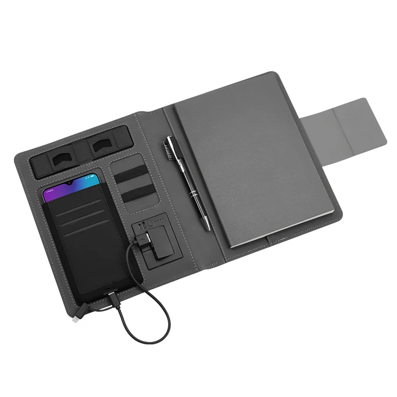 New Design Wholesale A5 15W Wireless Charger and Super Fast Charging Power Bank Notebook Custom logo With Exquisite Gift Box