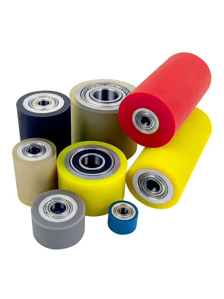 OEM Manufacture durable polyurethane guide Wheel Metal Steel Core rubber Wheels PU Roller