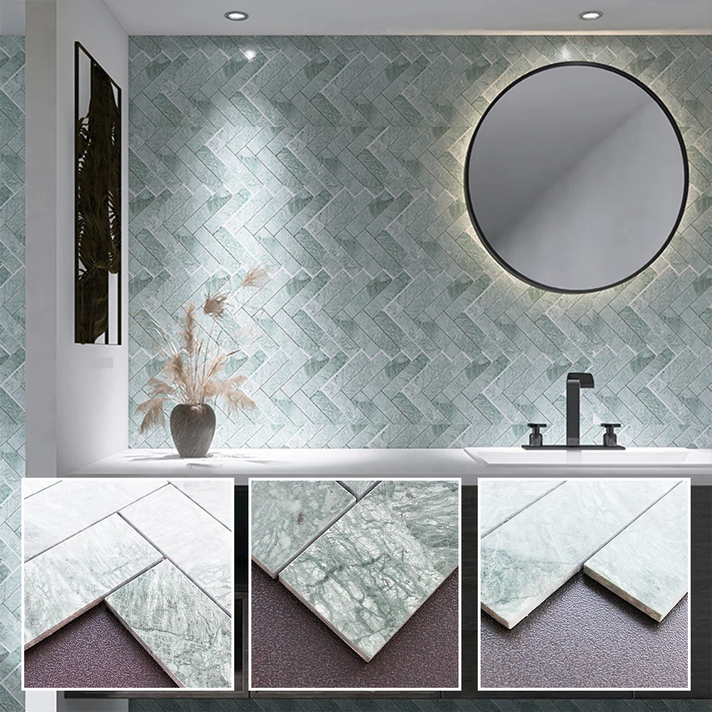 Ceramic Mosaic Herringbone Green Tiles Used For Room Wall Tile Building Ceramic Marble Herringbone Mosaic Fish Bone Mosaic Tiles