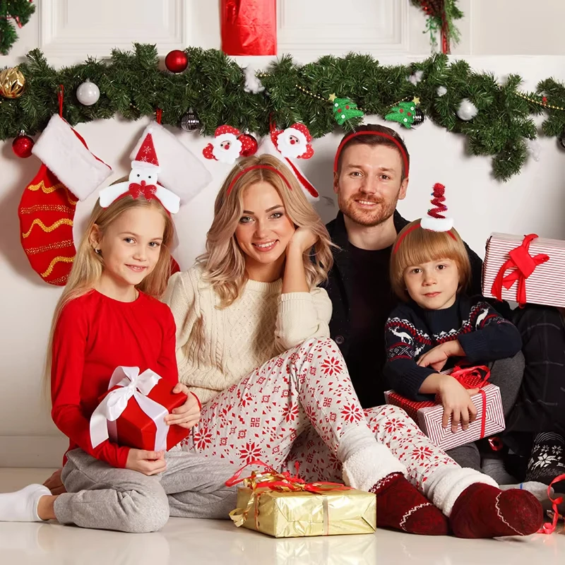 Christmas Headband with LED Lights Snowflake Xmas Tree Hair Band 2024 Christmas Decorations for Home Girls Women New Year Gifts