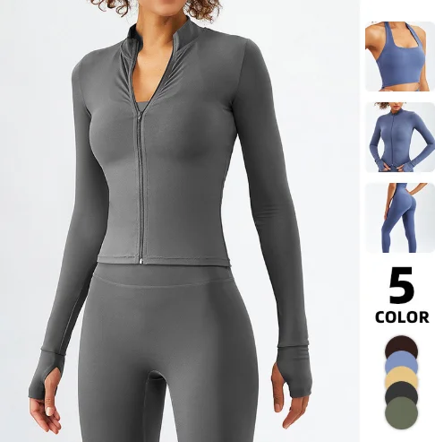 WQ120 Autumn and winter yoga wear women long sleeve gym training running breathable fitness clothes