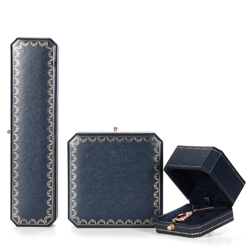 vip octagon leather bangle bracelet and ring necklace princess square vintage style jewelry jewellery packaging box