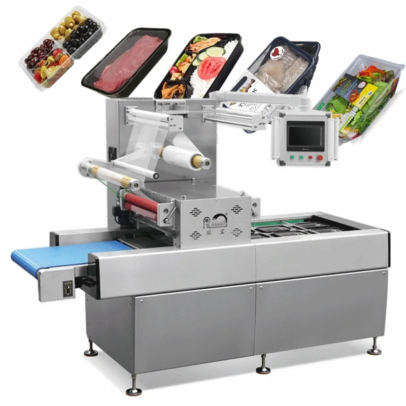 MAP 580 modified atmosphere packaging machine food tray sealing machine for chicken meat fish ready meal vegetables durian