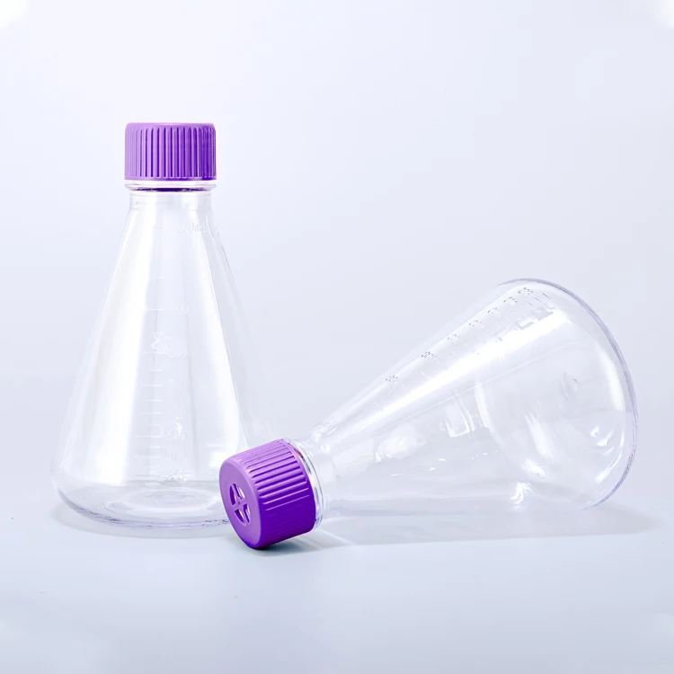 Lab Plastic 1000ML Polycarbonate Triangle Erlenmeyer Shake Flask Flat Bottom for Cell Culture