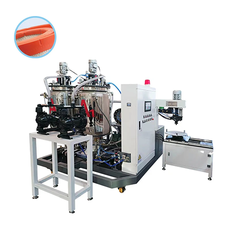 High quality hot sale single station automatic polyurethane gluing machine for heavy duty air filter factory production