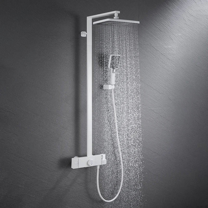 chrome thermostatic shower set big rain shower head faucet bathroom wall mixer hot and cold shower constant mixer tap