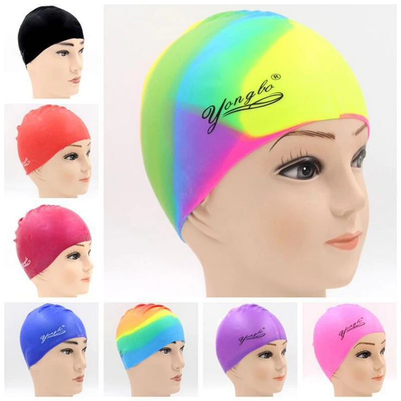 Adults High Elastic Swimming Caps Men Women Waterproof Swimming Pool Cap Protect Ears Long Hair Large Silicone Diving Hat