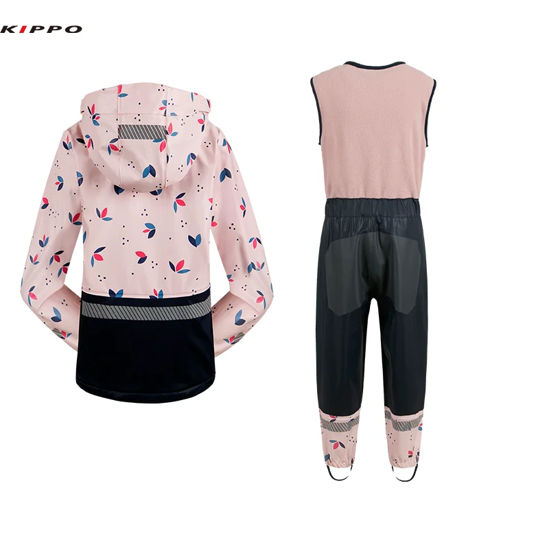 Custom  kids rain jacket and bip pants  for boys and girls children raincoat suit waterproof jacket 2