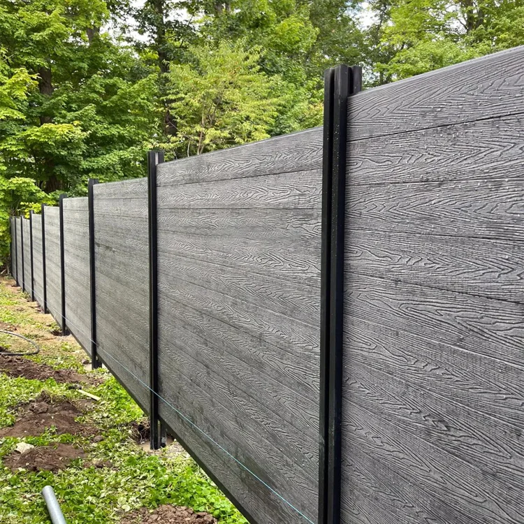 3D deep embossing  Black garden balcony wpc fence Realistic wood look wpc fence