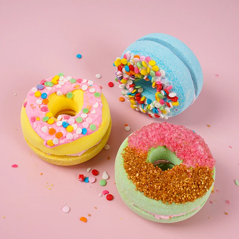 Wholesale Bath Fizzer Ball Mini Gift Set Organic Cleansing Donut Kids Shape Bubble Bath Bomb