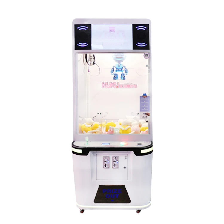 Factory supplier attractive coin operated  crane claw vending game machine white cabinet with screen
