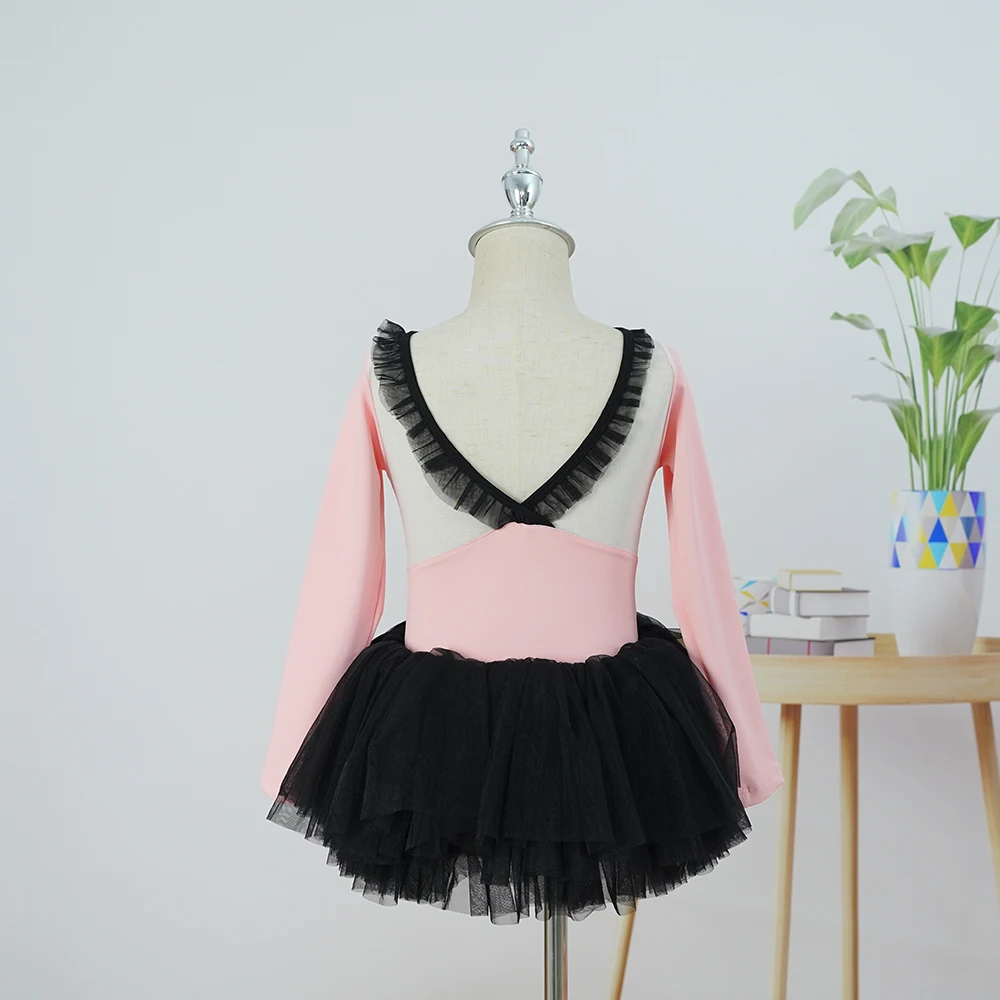 Good quality hot sales new trendy V back pink girls dance ballet tutu for kids