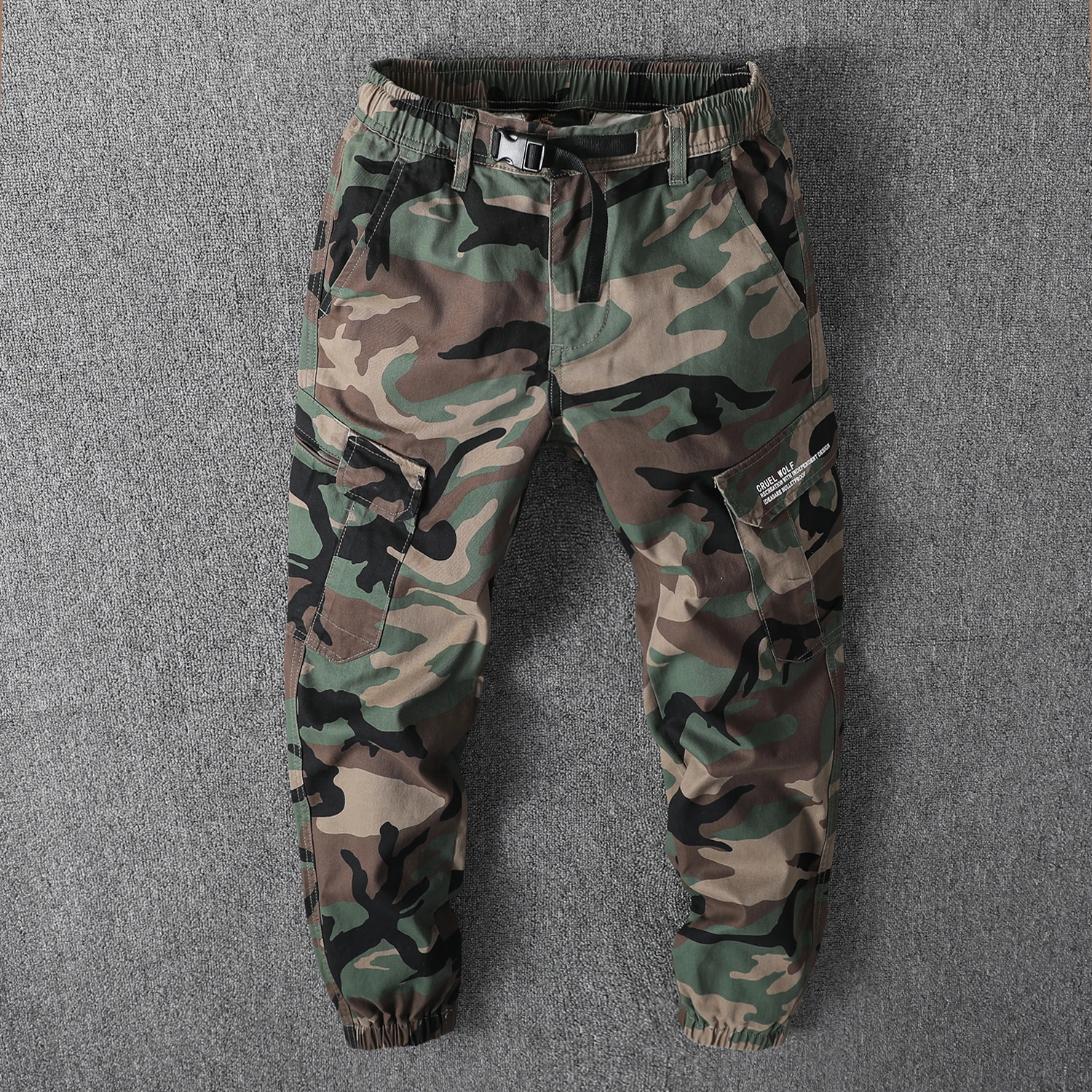 Fashion pocket design 100% cotton Camouflage cargo casual pants for men
