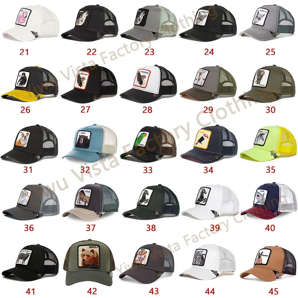 Amazon Hot Unisex Animal Custom Embroidery Snapback hats 5 Panel Cartoon Mesh Anime Baseball cap Trucker Hat