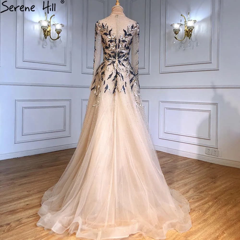 Gold A Line Full Sleeves Evening Long Dresses 2023 Serene Hill LA71387 Women Formal Party Wear Gowns for Women